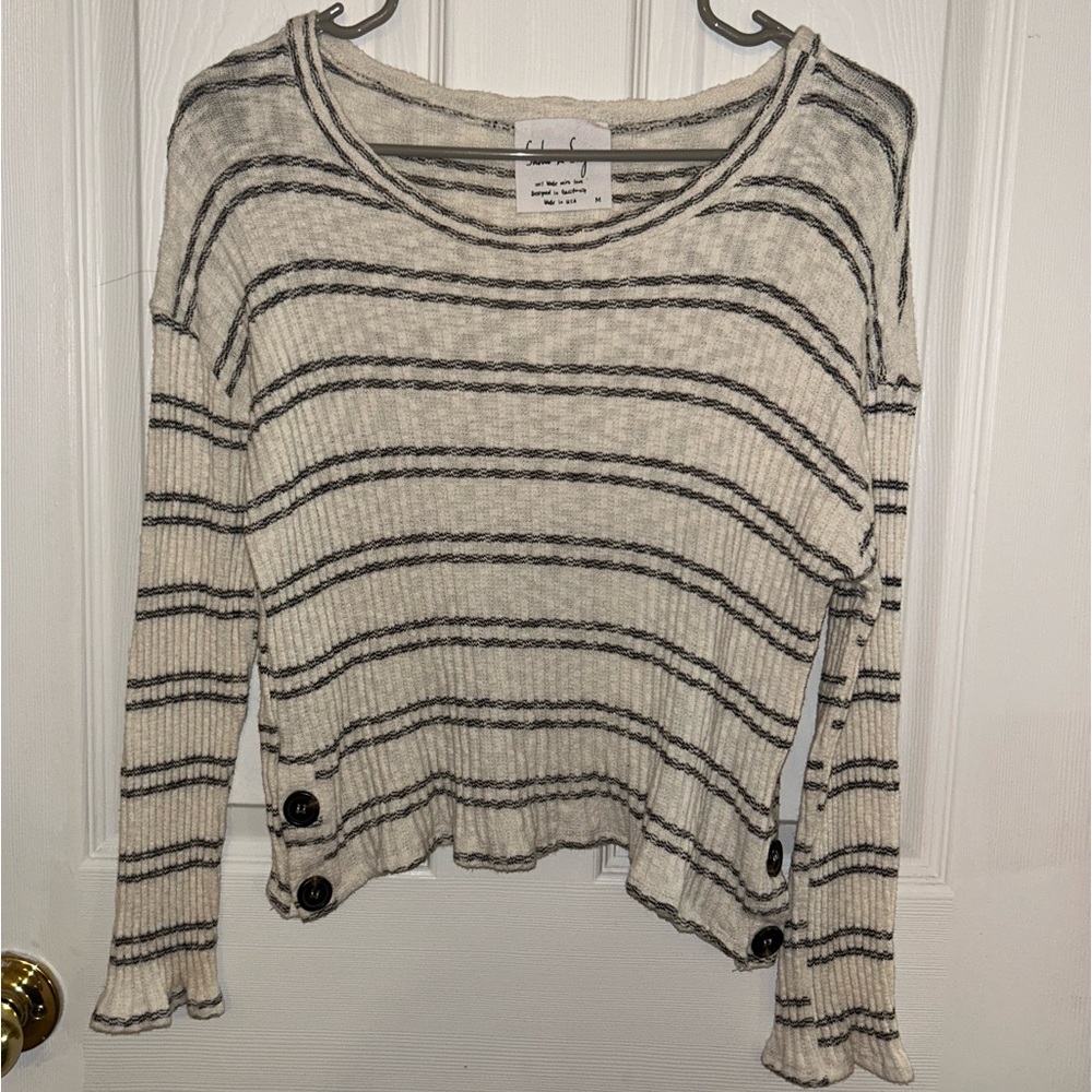 Lizard Thicket Striped Sweater with Button Sides